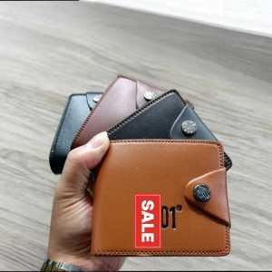 Dompet Kulit Pria Dompet kancing Semi Kulit Dompet Lipat pria Wanita Dompet Premium Termurah