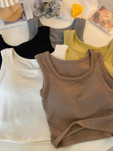 plus Size Strap Vest Womens Autumn Outerwear No Bra Fixed Cup Inner Wear with Chest Pad Underwear Beautiful Back