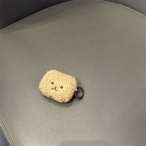 Cute Bear Face Plush Light Brown Bluetooth Earphone Protective Case Suitable for  AirPods pro 1st 2nd 3rd Generation