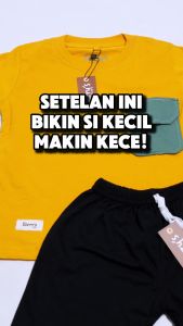 Setelan Anak Laki-laki Celana Pendek Saku Dan Kaos Distro Pocket Aslan Garrys