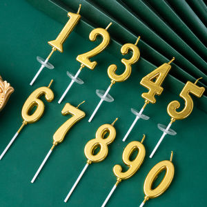 Gold Bar Number Candles Birthday Cake Toppers Individual Box Childrens First Year Birthday Decorative Candles Long Strip