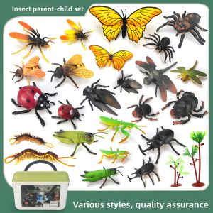 JIFANPAUL | Insect Toy Simulation Animal Model Set with Mosquitoes Scorpions Mantises Butterflies Rhinoceros Beetles and Spiders