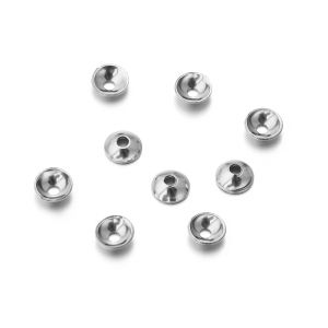 50-100 Chiếc Mũ Hạt Tròn Bằng Thép Không Gỉ Để Làm Đồ Trang Sức 3/4/5/6/8mm Hạt Cách Điệu Rời Mũ Hạt Ngọc Trai Phụ Kiện Làm Vòng Tay Vòng Cổ Tự Làm