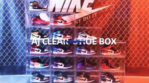 transparent sneaker shoes rack cabinet Acrylic Shoe Box Magnetic Clear Stackable Organizer Large Space Container Storage#XH002#XH009