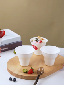 ถ้วยกระดาษทรงกรวยปากกว้าง พร้อมฝาโดม ขนาด 300ml ถ้วยไอติม ถ้วยกระดาษ แพคละ25ชุด