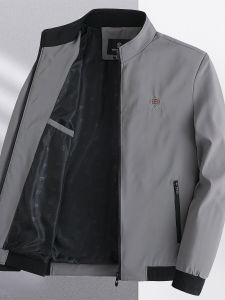 Áo Khoác Nam Mùa Xuân Thu Dày Dặn Cổ Đứng Thường Ngày Có Lót Lông Cừu Áo Khoác Ngoài Rộng Rãi Cho Bố