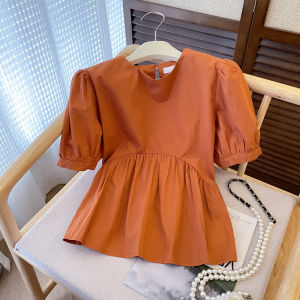 PAIBOLI | Korean Style Fashionable Round Neck Bubble Sleeve Short Sleeve Shirt Womens Versatile Summer Design Trendy Top Casual Wear