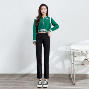 High Waist Straight Leg Nine-Tenths Blue Grey Slimming Womens Jeans Spring Autumn New Style Small Size Smoke Tube Pants