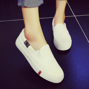 Spring 2025 New Lazy One-Step Flat Bottom Canvas Shoes White And Black Casual Shoes Womens Low Top round Toe Rubber Outsole