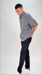 Oxwhite Men Oversized Nylon Polo Tee