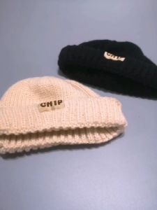 หมวกไหมพรม chip ขนาด 48-52 cm สำหรับเด็ก 1-6 ขวบ มีสีครีมและสีดำ (CAP201)