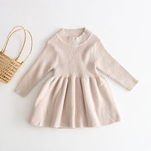 Adorable Princess Knitted Dress Baby Girl Clothes One Year Old Birthday Dress Spring Autumn Cotton Polyester A-Line Skirt