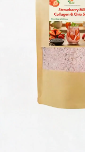 Fresh Strawberry Milk Collagen Drink With Chia Seeds 100g | Low Calorie Beauty Drink Powder