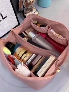 New PU Large Travel Cosmetic Bag Portable Ladies Makeup Wash Storage Organizer