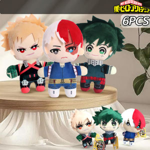 Anime Midoriya Izuku Bakugou Katsuki Todoroki Shoto Plush Keychain Figure Cosplay Cartoon Accessories Props
