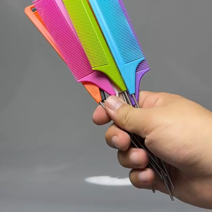 Stainless Steel Pointed Tail Heat-Resistant Hair Professional Anti-static Hair Comb Hair Brush Salon Styling Tool