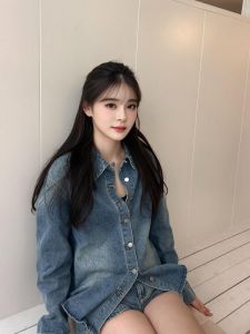 CHANGTONG | Retro Style Denim Outfit Set