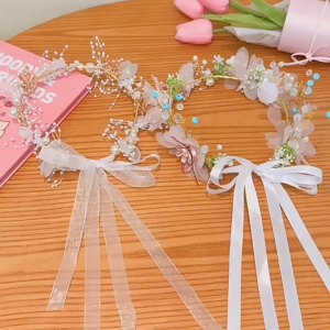 YADORNOS Gelang Rambut Anak Perempuan Putri Super Cantik  Hiasan Rambut Bunga Mutiara Desain Hutan Musim Panas Imut