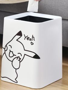 Large Size Creative Trash Can for Living Room Bathroom Kitchen Home Use Paper Basket High Aesthetic Value Cartoon Design