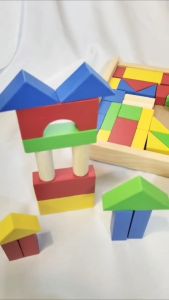 Mainan Edukasi Anak City Block CB 34 Colourfull Semi Colour Natural Kayu Balok Susun Warna