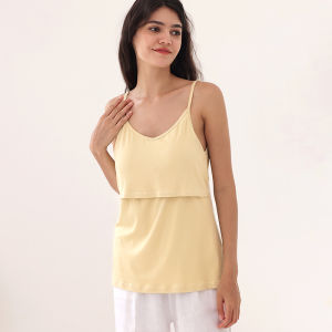 Nursing Vest Strapless Modal Thin Summer Maternity Bralette with Chest Pad No Need to Wear Underwear for Feeding Baby