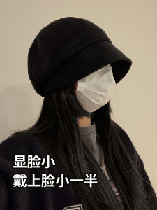 Internet Celebrity Plain Face Covering Suede Bucket Hat Childrens Autumn and Winter Wild Face Slimming Pile Heap Cap Big Head Circumference Beret