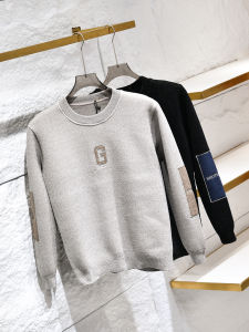 Áo Len Dệt Kim Thường Ngày Bằng Vải Nhung Thêu Chữ Ấm Áp Cho Nam Mùa Thu Đông Thời Trang Phong Cách Đường Phố Cổ Tròn Dài Tay