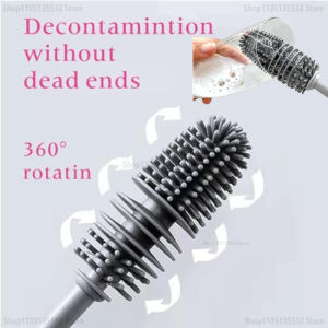 Silicone Milk Bottle Brush Cup Scrubber Glass Cleaner Kitchen Cleaning Tool Long Handle Drink Bottle Glass Cup Cleaning Brush