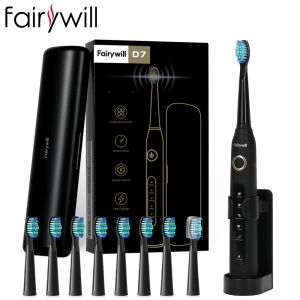 Fairywill แปรงสีฟันไฟฟ้าระบบโซนิก แปรงสีฟันไฟฟ้า FW507ชาร์จ USB 8แปรงเปลี่ยนกันน้ำได้พร้อมกล่องเดินทาง