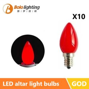 Mentol lampu LED mentol merah 10PCS E12 Mini lilin pemegang lampu/berdoa mentol