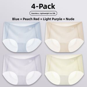 MiiOW | Ice Silk Womens Underwear Triangle Thin Fitness Briefs Antibacterial Ultra-Thin Seamless Sporty Style Nylon Fabric Cotton Crotch