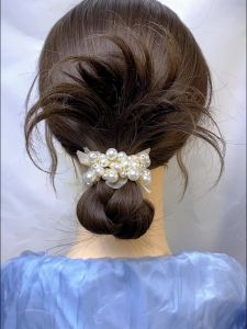 Korean French Pearl Petal Hair Ties Elegant Simple Hair Bands Womens Bracelets Dual Use Hair Bands for Ponytail And Hair