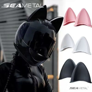 SEAMETAL 2Pcs Cute Cat Ears DIY Decorative Helmet Accessories Motorcycle Electric Bike Riding Helmet Decorative Accessories
