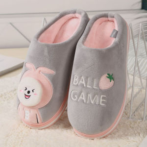 Kuaile Mens Thickened Plush Indoor Slippers Warm Home Use Autumn Winter Childrens Cotton Slippers Quiet PVC Bottom Home Shoes