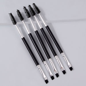 5pcs Black double-headed mascara brush eyebrow brushmascara combcurling makeup refreshportable professional eye makeup brush