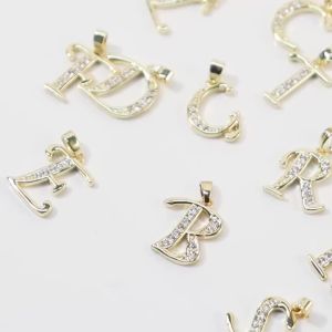 1 Chiếc Mặt Dây Chuyền Chữ Cái Kim Loại Hợp Kim Zircon A-Z Thủ Công Tự Làm Dành Cho Trang Sức DIY