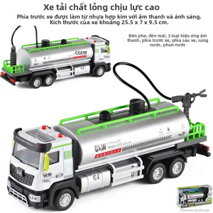 Mô Hình Xe Chở Rác Thành Phố Mô Phỏng Diecast Hợp Kim + Xe Nhựa Có Âm Thanh Và Ánh Sáng Cho Trẻ Em Xe Chở Nước Vệ Sinh Đồ Chơi Quà Tặng
