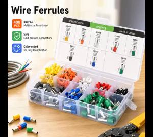 400Pcs VE Tubular Crimp Terminals Durable Wire End Ferrule Terminal Insulated  Electrical Equipment Connector