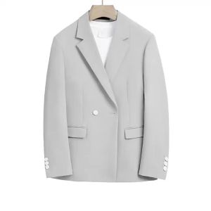 2025 Korean Premium Plus-Size Suit Set (Jacket + Trousers) – Solid Color Business/Wedding Attire