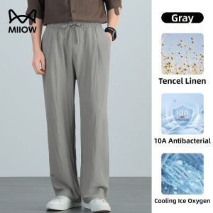 MiiOW | Rayon Linen Loose Straight Wide Leg Casual Pants