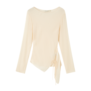 เสื้อยืดคอกลมแขนยาวทรงสลิมฟิต MurmurMi ทรงเข้ารูปสำหรับผู้หญิง ทรงเข้ารูป ฤดูใบไม้ผลิ 2025 ผ้าคอตตอนผสมโพลีเอสเตอร์