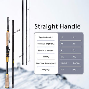 DEUKIO Travel Fishing Rod Spinning Casting 1.8m/2.1m 4/5 Section Cork Grip Lure Weight 4-25g ML Action For Carp Bass Fishing