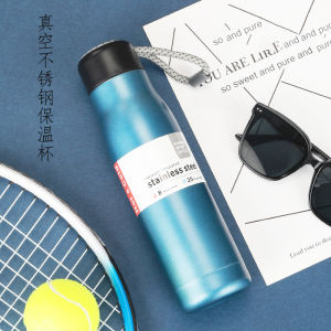 Vacuum Thermos Cup Womens Large Capacity Minimalist Water Cup Mens Stainless Steel Student Kids Rope Portable Cold Preservation Water Kettle