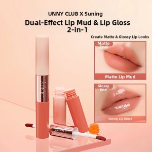 UNNY CLUB | Unny Club Double-Ended Matte Lip Glaze Mirror Shine Water Light Lip Gloss Resistant to Fading And Transfer for Enhanced Color