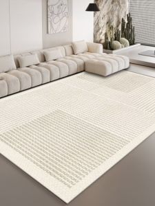 Luxurious Minimalist Carpet for Living Room And Bedroom Sofa Center Table Blanket Creamy Style Rectangle Crystal Velvet Home Use