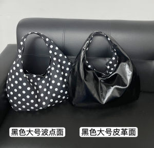 AnnyStudio Kanari Polka Dot Element Double Sided Tote Bag Large Capacity Versatile Handbag Soft Cotton Lining Magnetic Buckle
