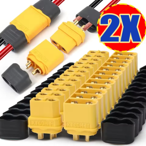 2pcs RC LiPo Battery XT60H Connector Plug with Sheath / Male Female Bullet Connecting Terminals / Suitable for RC Helicopter Plane Car Power Wiring