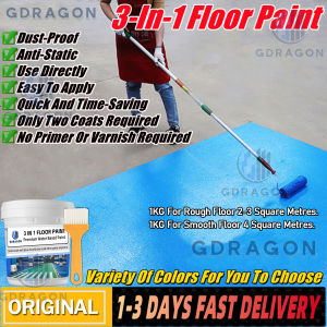GDRAGON 1KG 3 In 1 Wear-Resistant Epoxy Resin Floor Paint Suitable For Warehouse Workshop Outdoor Indoor Garage Office Gym Factory Playground 3 In 1 Epoxy Floor Paint Cement Floor Paint