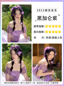 Black Purple Hair Color Cream Grape Purple Female Plant Genuine Goods Pure Blue Purple at Home Creme Cassis G. B Purple Gray Drift-Free