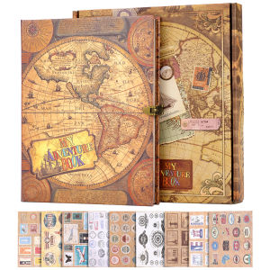 DIY photo album retro map theme  retro kraft paper adventure photo album  creative commemorative travel gift photo album book